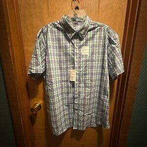Sonoma Men's Casual Blue and White Plaid Shirt XXL